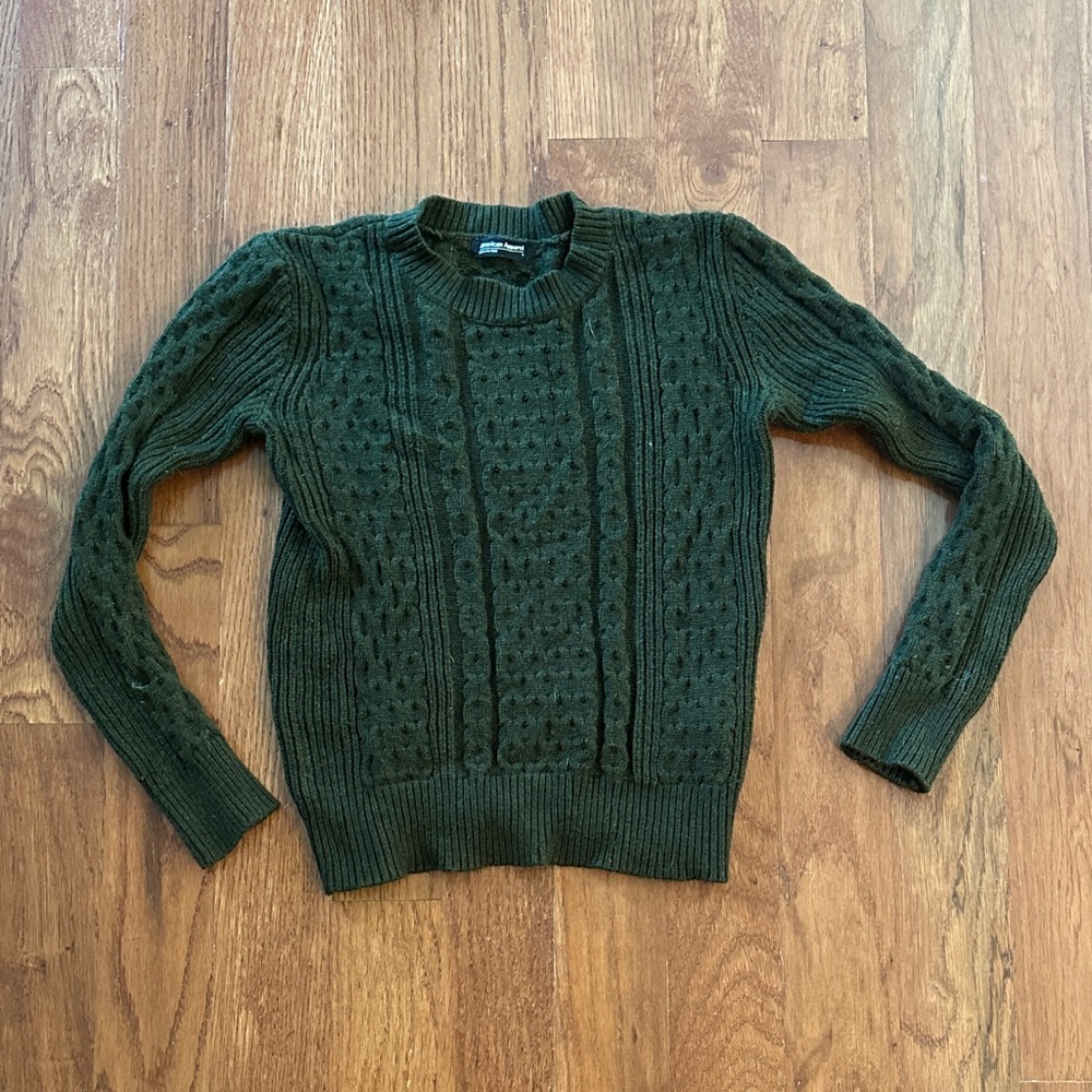 American Apparel Vintage Green Cable Knit Sweater